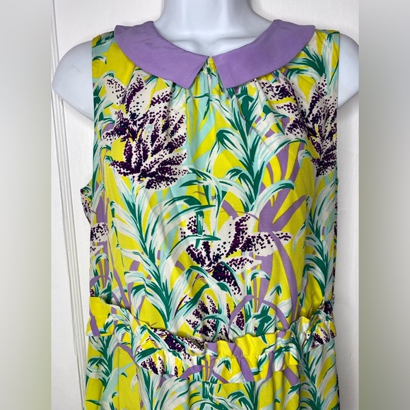KATE SPADE Peter Pan Collar Floral Yellow and Purple Dress - Picture 4 of 15